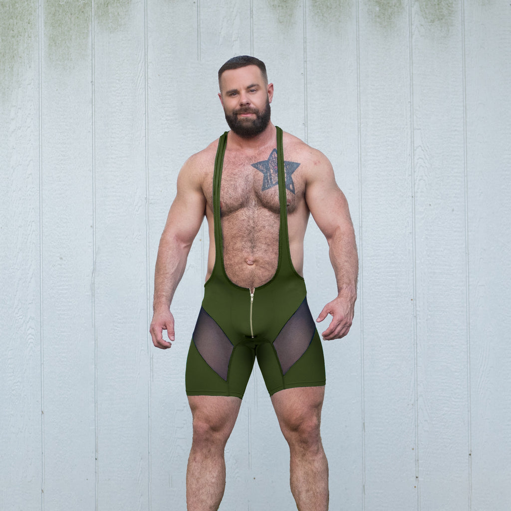 Hunter in the Gruff Pup Easy Release Singlet (Army Green)