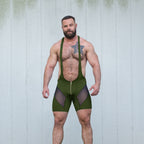 Hunter in the Gruff Pup Easy Release Singlet (Army Green)