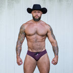 Stuart in the Gruff Pup Bulge Boost Swim Brief (Burgundy)