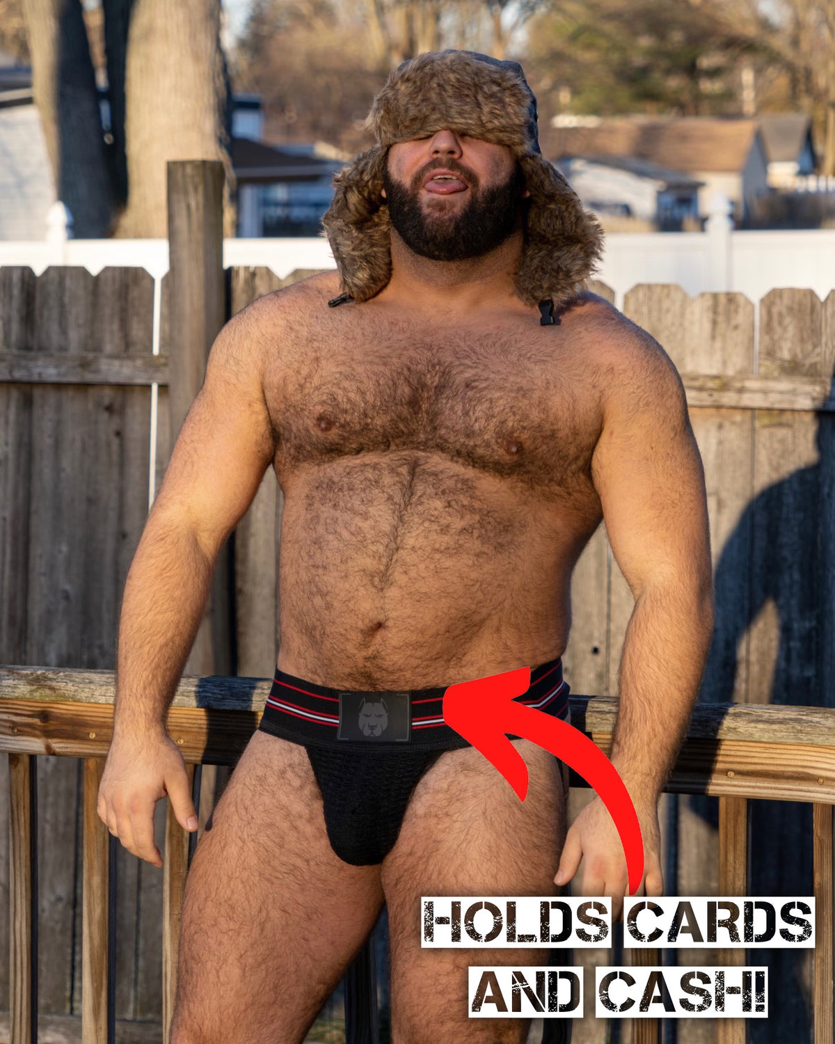 Manny wearing Pocket Jockstrap by Gruff Pup