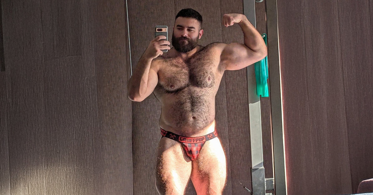 Mitchell wearing Lumberjack Jockstrap by Gruff Pup