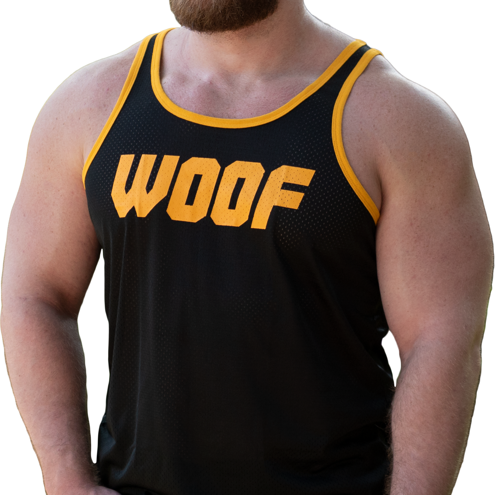 woof-black -> The Woof Air Tank in Black, featuring a very handsome Riley