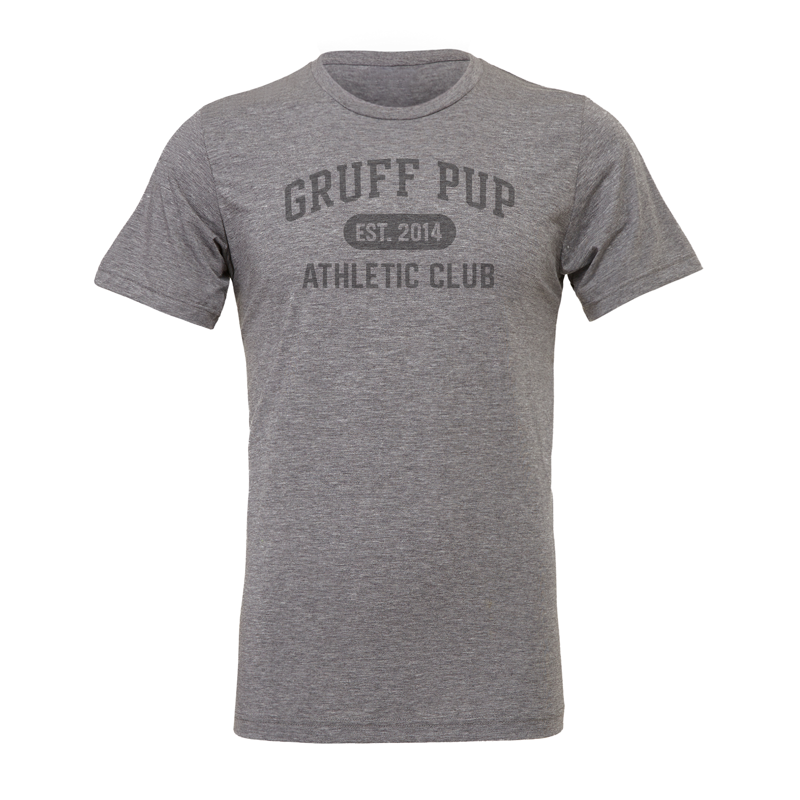Athletic Heather Tri-Blend -> Gruff Pup Athletic Club Tee shown in Athletic Heather Tri-Blend