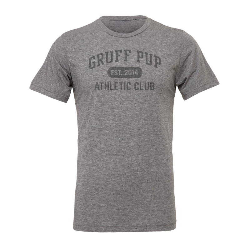 Athletic Heather Tri-Blend -> Gruff Pup Athletic Club Tee shown in Athletic Heather Tri-Blend