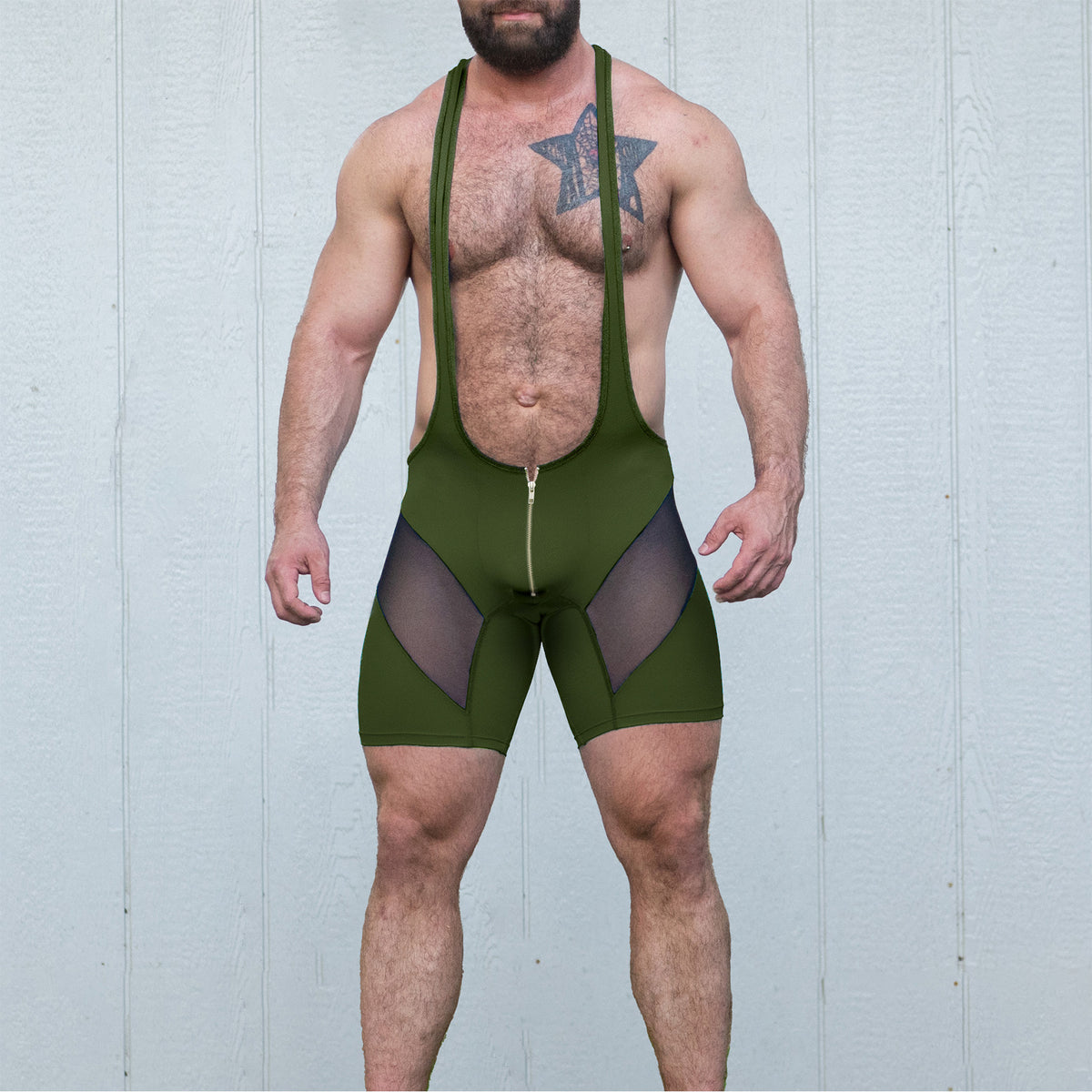 Hunter in the Gruff Pup Easy Release Singlet (Army Green)