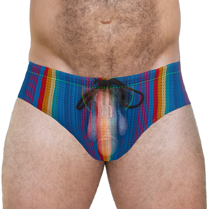 Bulge Boost Swim Brief - Rainbow Ripple — Inside View