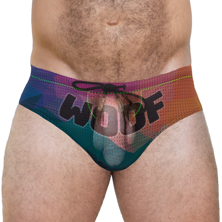 Bulge Boost Swim Brief - Woof Prism — Inside View